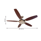 Ventilador de Teto com Controle Remoto 5 Pás 1,32 m Cromado Bivolt Modern Aliseu