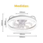 Ventilador De Teto Controle Remoto Bluetooth Led 3 Cores  - B