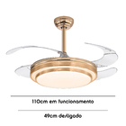 Ventilador de Teto com Controle Remoto Inspire Max Retrátil com Led 3 Pás 110 cm Dourado Bivolt