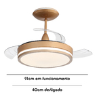 Ventilador de Teto com Controle Remoto Inspire Retrátil com Led 3 Pás 91 cm Dourado Bivolt