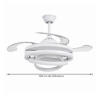 Ventilador de Teto com Controle Remoto Proled Retrátil 001w 4 Pás 108 cm Branco Bivolt