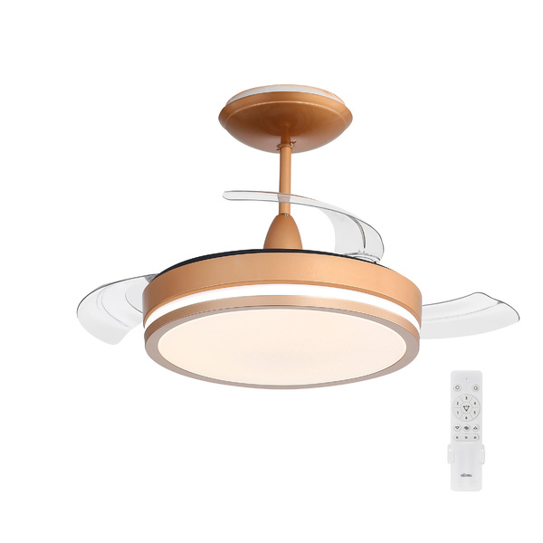 Ventilador de Teto com Controle Remoto Retrátil 3 Pás 91 cm Dourado Bivolt Aliseu