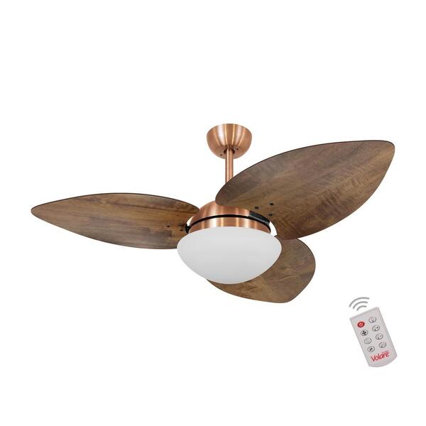 Ventilador De Teto Dormamu Cobre 3 Pás Rádica Imbuia 220v Com