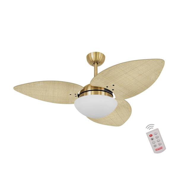 Ventilador De Teto Dormamu Dourado 3 Pás Palmae Natural 127v