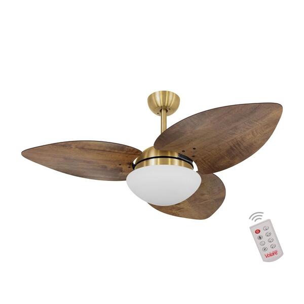 Ventilador De Teto Dormamu Dourado 3 Pás Rádica Imbuia 127v C