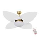 Ventilador De Teto Dormamu Dourado 4 Pás Branco 127v Com Cont