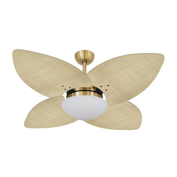 Ventilador De Teto Dormamu Dourado 4 Pás Palmae Natural 220v
