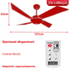 Ventilador De Teto Dourado Tech 4 Pás Sala Turbo Ventax 220v