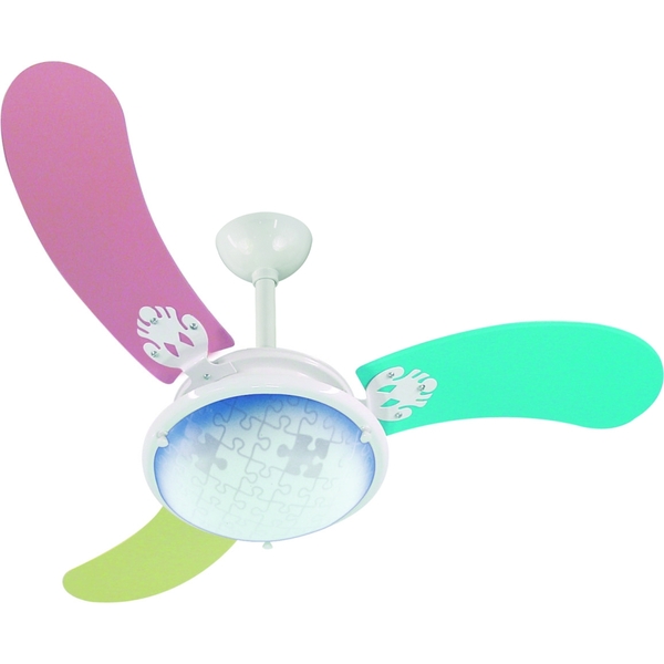 Ventilador De Teto Infinity 3 Pás Mdf Colorido Lustre Azul 22