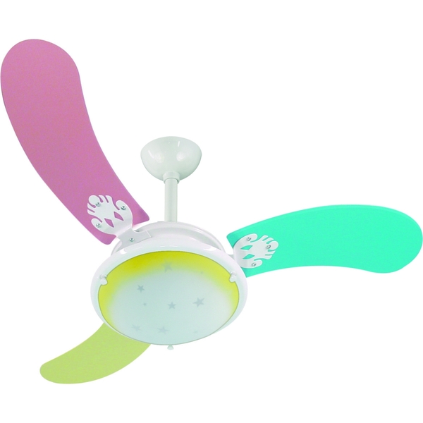 Ventilador De Teto Infinity  3 Pás Mdf Colorido Lustre Amarel