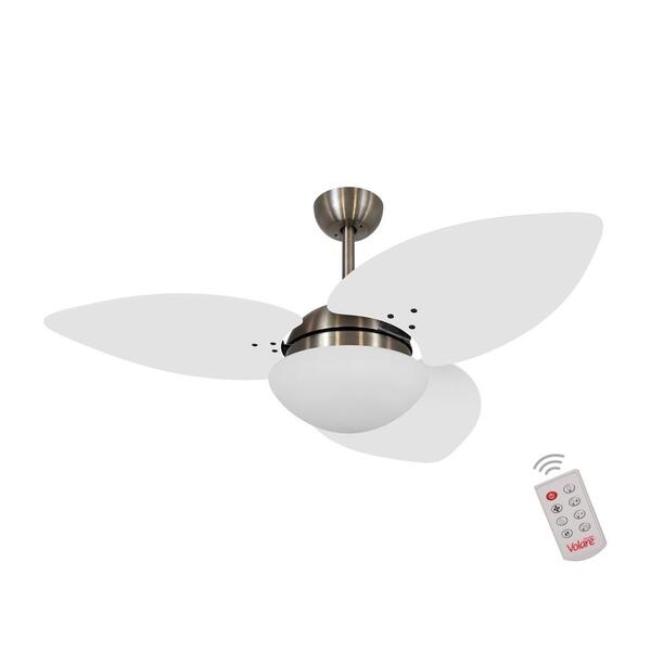 Ventilador De Teto Kovalski Bronze 3 Pás Branco 127v Com Cont
