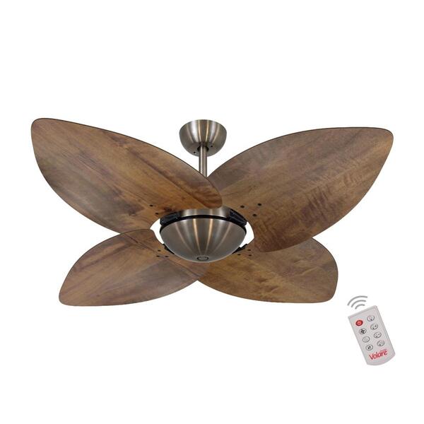 Ventilador De Teto Kovalski Bronze Office 4 Pás Rádica Imbuia