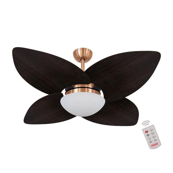 Ventilador De Teto Kovalski Cobre 4 Pás Tabaco 127v Com Contr
