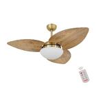 Ventilador De Teto Kovalski Dourado 3 Pás Rádica Freijó 220v