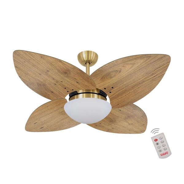 Ventilador De Teto Kovalski Dourado 4 Pás Rádica Imbuia 220v