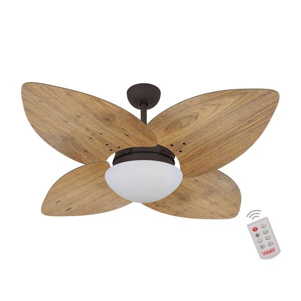 Ventilador De Teto Kovalski Marrom Texturizado 4 Pás Rádica F