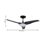 Ventilador de Teto LED 3 pás Black Piano Slim Aliseu 220V