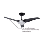 Ventilador de Teto LED 3 pás Black Piano Slim Aliseu 220V
