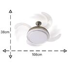 Ventilador de Teto LED com Controle Remoto 4 pás Branco e Cromado Retrátil Aliseu 220V