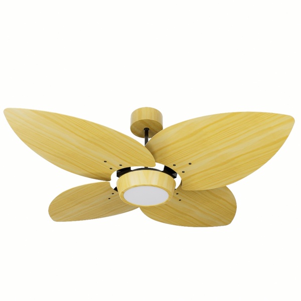 Ventilador De Teto Natuvent Dahlia Led 4 Pás Madeira Pinus 65