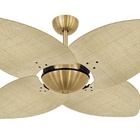 Ventilador De Teto Office Dunamis Dourado 4pás Rattan Natural