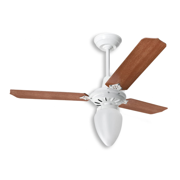 Ventilador De Teto Pera Loren Sid Branco Pás Mogno M3 127v