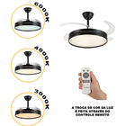 Ventilador De Teto Plafon Led Air Blow Preto Pá Retrátil Com