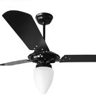 Ventilador De Teto Preto Com Globo Fechado Pás De Mdf 110 V