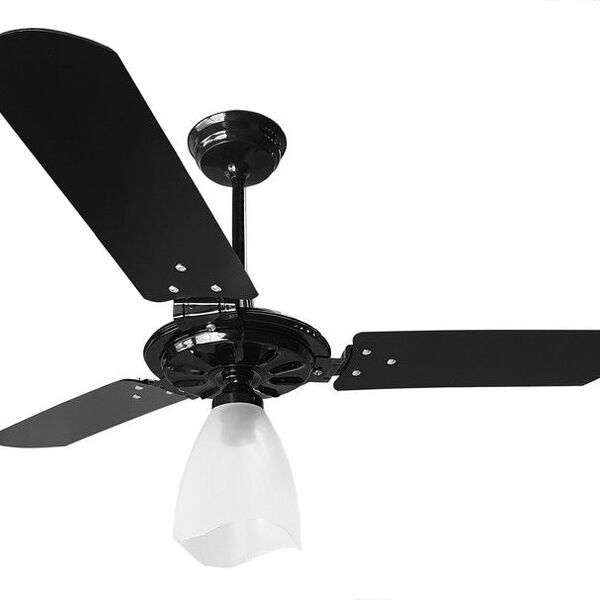 Ventilador De Teto Preto Globo Aberto 3 Pás 110 V + Controle