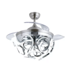Ventilador De Teto Retrátil Luxuoso Led Prata Com Controle Re