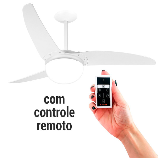 Ventilador de Teto Spirit 302 Branco Globo C. Remoto - 127V