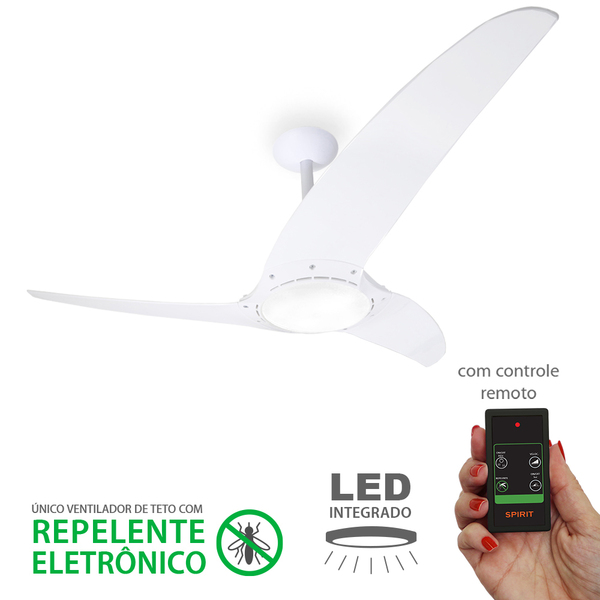 Ventilador De Teto Spirit Neevo3 Branco Repelente Controle Re