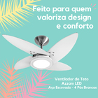 Ventilador De Teto Tron Azzam Led 4 Pás Branco / Alumínio 127v