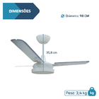 Ventilador De Teto Tron Citrino Led 3 Pás Branco / Transparen