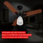 Ventilador De Teto Tron Marbela 3 Pás Preto / Verniz 127v