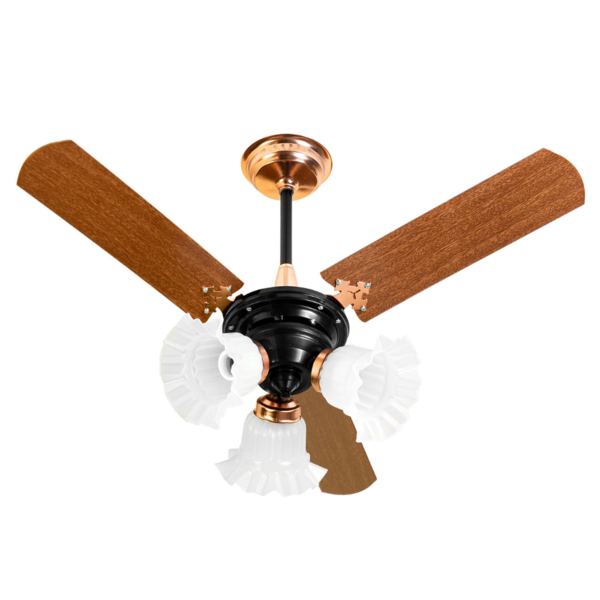 Ventilador De Teto Venti-delta New Zeta 3 Pás Mogno Preto/cob