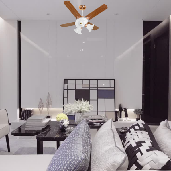 Ventilador De Teto Venti-delta New Zeta 4 Pás Mogno Branco/cobre