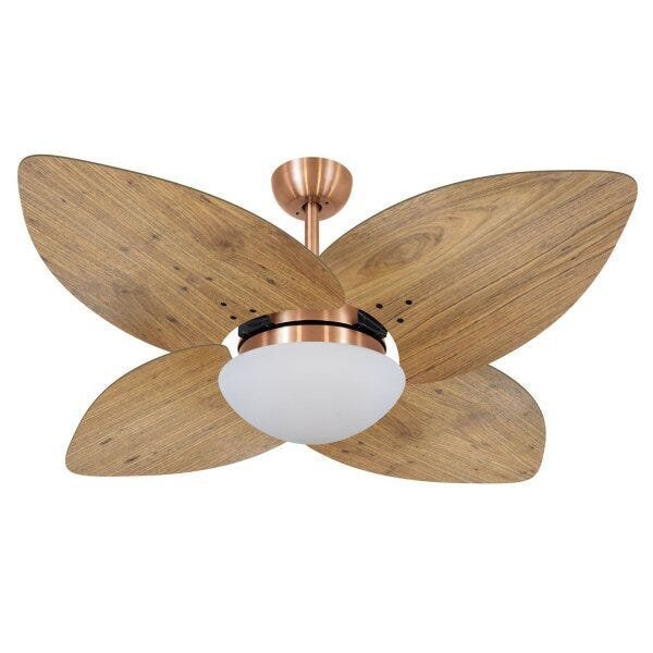 Ventilador De Teto Vidro Fechado Dunamis Pá Rádica Freijó Vol