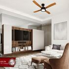 Ventilador De Teto Vintage Led Preto/pto 220v+controle Remoto.