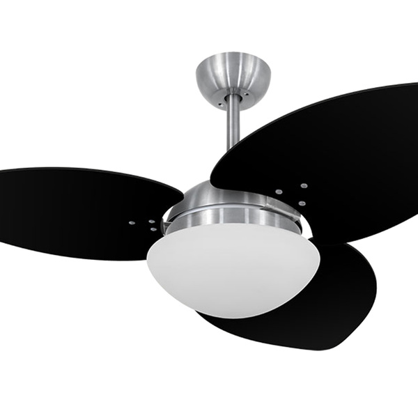 Ventilador De Teto Volare Escovado Vidro Dunamis Preto 110v