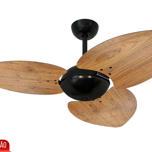 Ventilador De Teto Volare Preto Office Dunamis Freijó 110v