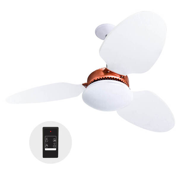 Ventilador De Teto Zenys Premium Led Bronze Pás Branco Contro
