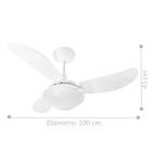 Ventilador Havaí 3 Pás 110v Branco
