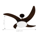 Ventilador Led Carvalho Marrom Café 4 Pás 110v