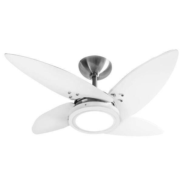 Ventilador Led Paris Alumínio Escovado 4 Pás Brancas 110v