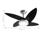 Ventilador Led Paris Escovado 4 Pás Pretas 110v E Controle