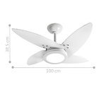 Ventilador Led Roma Branco 4 Pás 220v E Controle Remoto