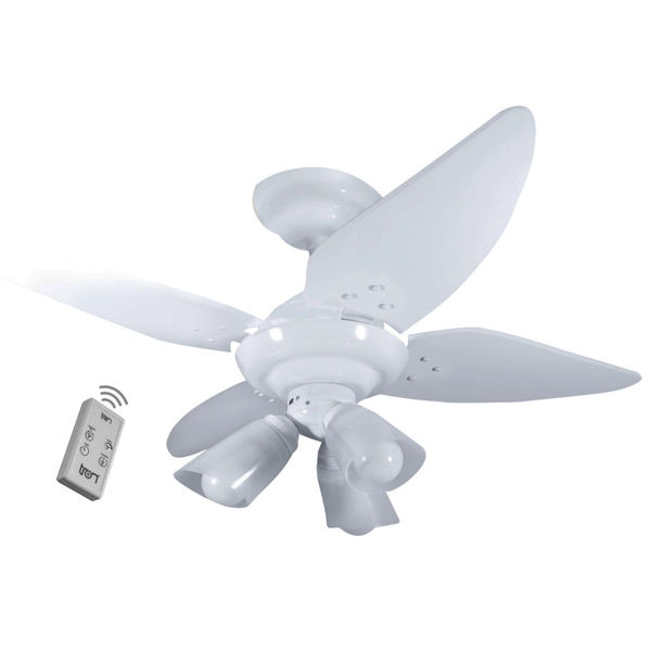 Ventilador Luminária Hare Branco 110v 4 Pás E Controle