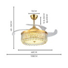 Ventilador Lustre Retrátil Luxo Cristal Led Controlo Remoto