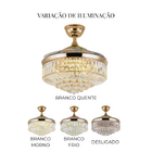 Ventilador Lustre Retrátil Luxuoso Led Controle Remoto